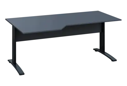 EZK 28 - 186 stůl kancelářský, rohový, levý, kovová podnož černá, deska 25 mm, široký 1800 mm, antracit